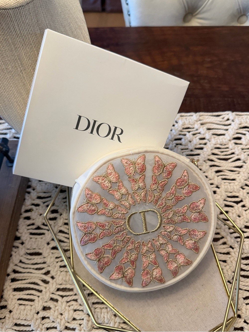 Dior Butterfly Mesh Pouch - Multicolored - New In Box